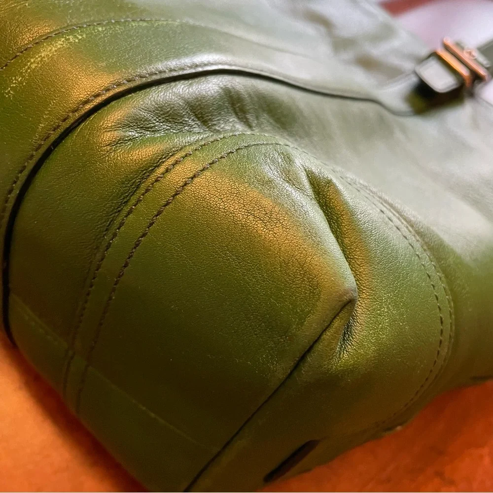 Vintage Coach Hampton Carryall Leather Shoulder Bag - Green - Picture 5 of 13